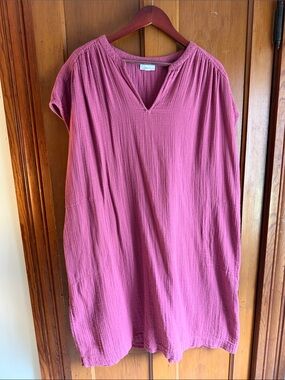 J. Jill Mauve Pink Gauze V-Neck Dress
